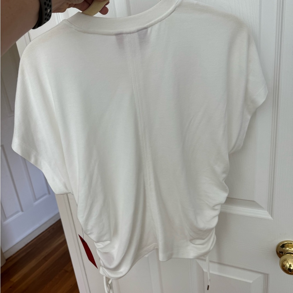 NWT Jennifer Lopez White Ruched side Crop Top M - Picture 4 of 5